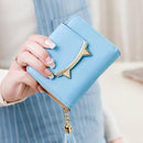 Mini sac portefeuille en cuir à trois branches décoré d'oreilles de chat-6