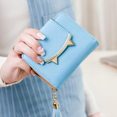 Buy light-blue Women's Mini Bag wallet leather three-pronged decorate cat ears