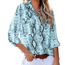 Women's leopard snake print shirt, three-quarter sleeves