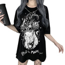 Elegant gothic print women's t-shirt, street clothing, summer t-shirts