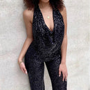 Women’s Jumpsuit Elegant Formal Sexy Sequin Backless Sleeveless Party Bodysuit-4