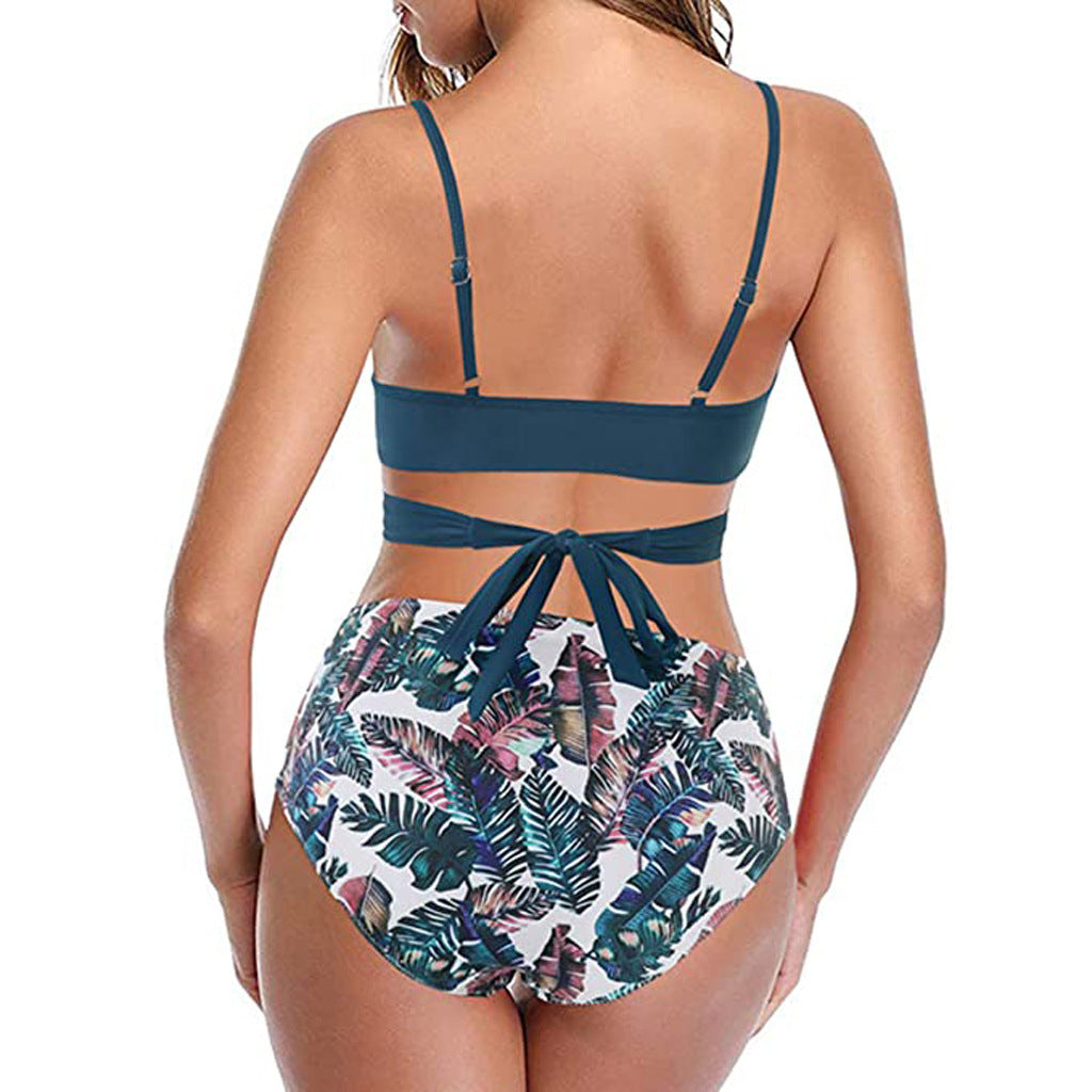 Women's swimwear Bikini sets 2 pieces elegant print push-up waist