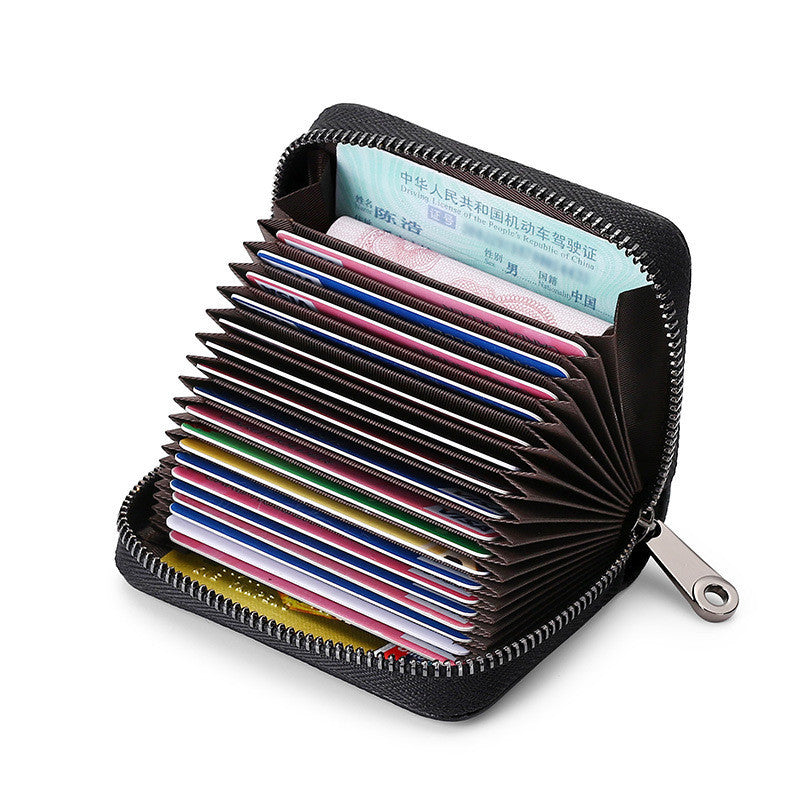 Women's card holder leather elegant zipper