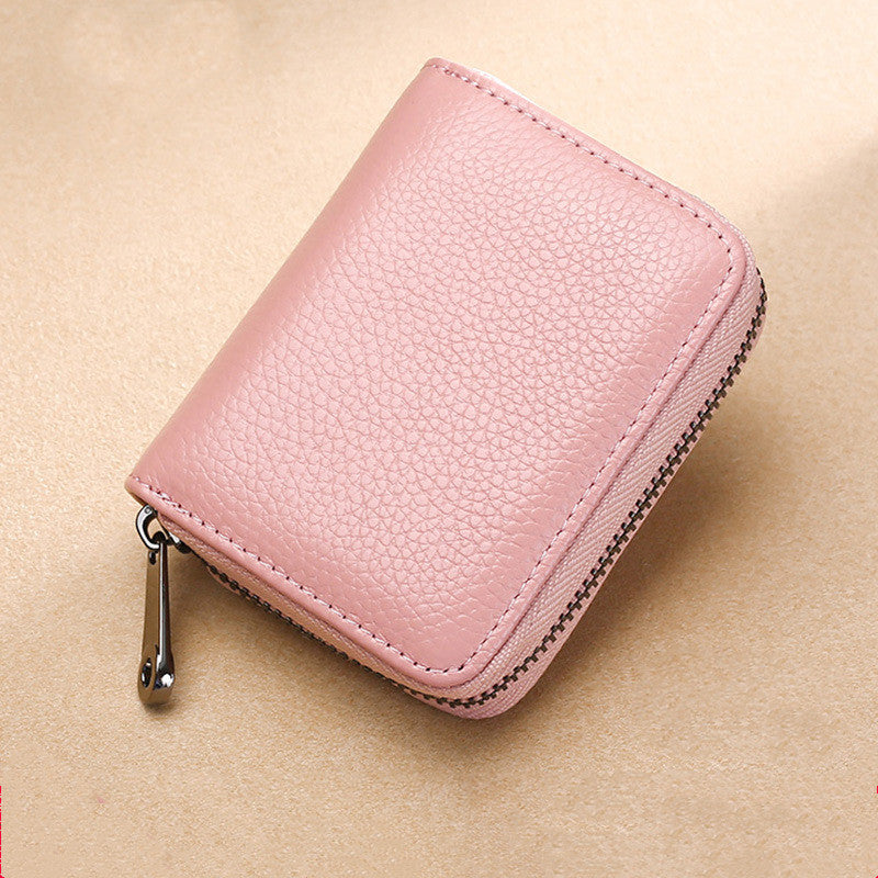 Women's card holder leather elegant zipper