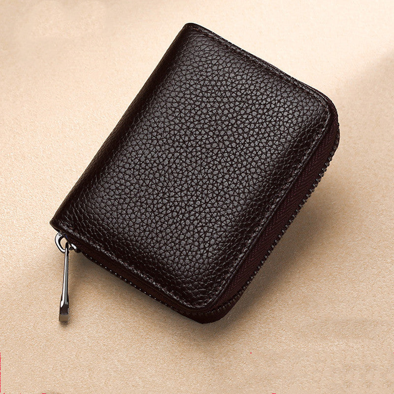 Women's card holder leather elegant zipper