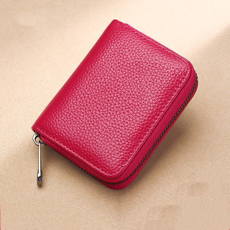 Women's card holder leather elegant zipper