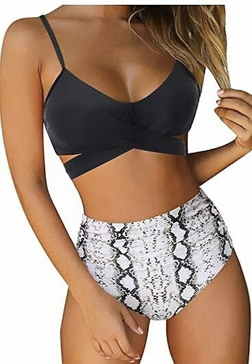 Women's swimwear Bikini sets 2 pieces elegant print push-up waist