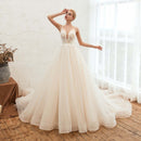 Starry Sky Luxury Tail Princess Wedding Dress Backless