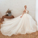 Starry Sky Luxury Tail Princess Wedding Dress Backless