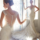 Women’s Wedding Mermaid Dress Elegant Halter Backless Bridal Gown with straps