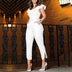 Women's Jumpsuit Ruffled Shoulder Belted High Waist Cropped Trousers