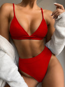 Women's swimwear Bikini two-piece elegant ribbed knit