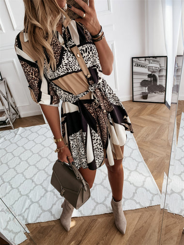 New elegant and sexy dress, casual wear, printed shirt dress