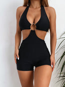 Women's swimwear one-piece elegant sexy cutout backless halter