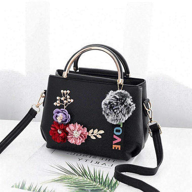 Buy black Women's handbag shoulder bag elegant flower tattoo