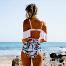 Women Swimwear European and American one piece sexy split gathered