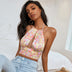 Women's tank top, with thin printed chest and halter neck, elegant, sexy