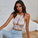 Women's tank top, with thin printed chest and halter neck, elegant, sexy