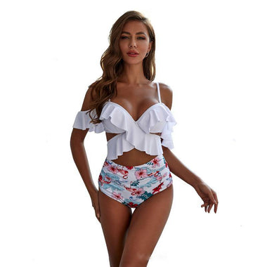 Women Swimwear European and American one piece sexy split gathered