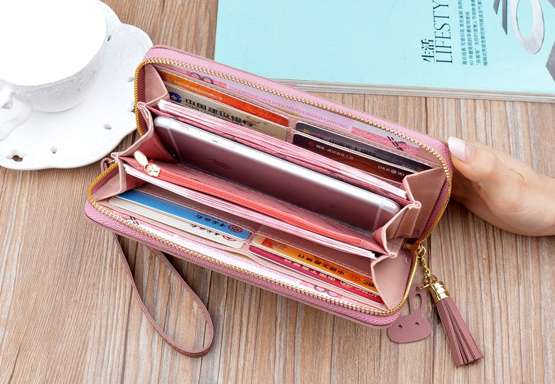 Women's long wallet PU leather elegant Zipped Coin Purse