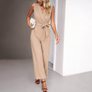 Women's Jumpsuit Elegant V Neck Sleeveless Wide Leg Long Party Work-5