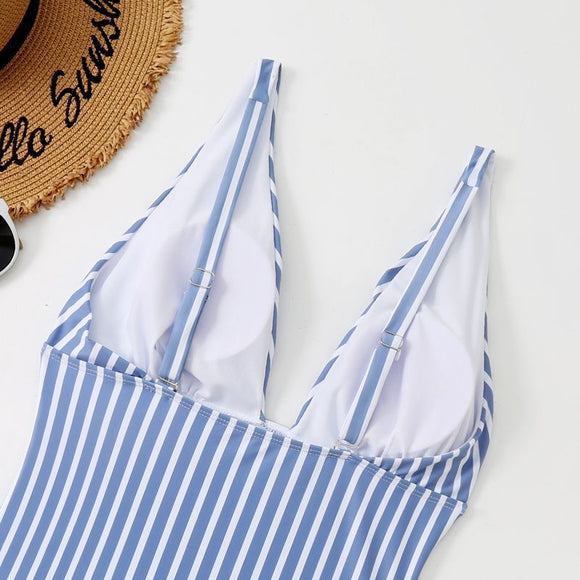 Women's swimwear one-piece elegant striped