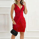 New Red Evening Dress Party Exclusive Strapless Sleeveless, Prom Cocktail
