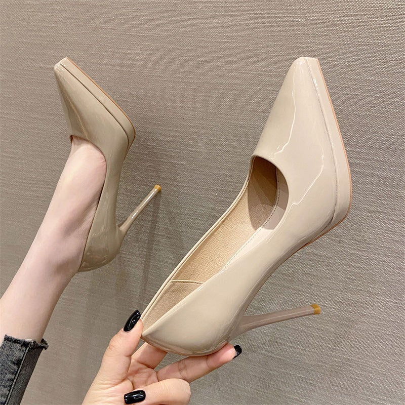 Women Shoes sexy Patent Leather, pointed stiletto high heels, office