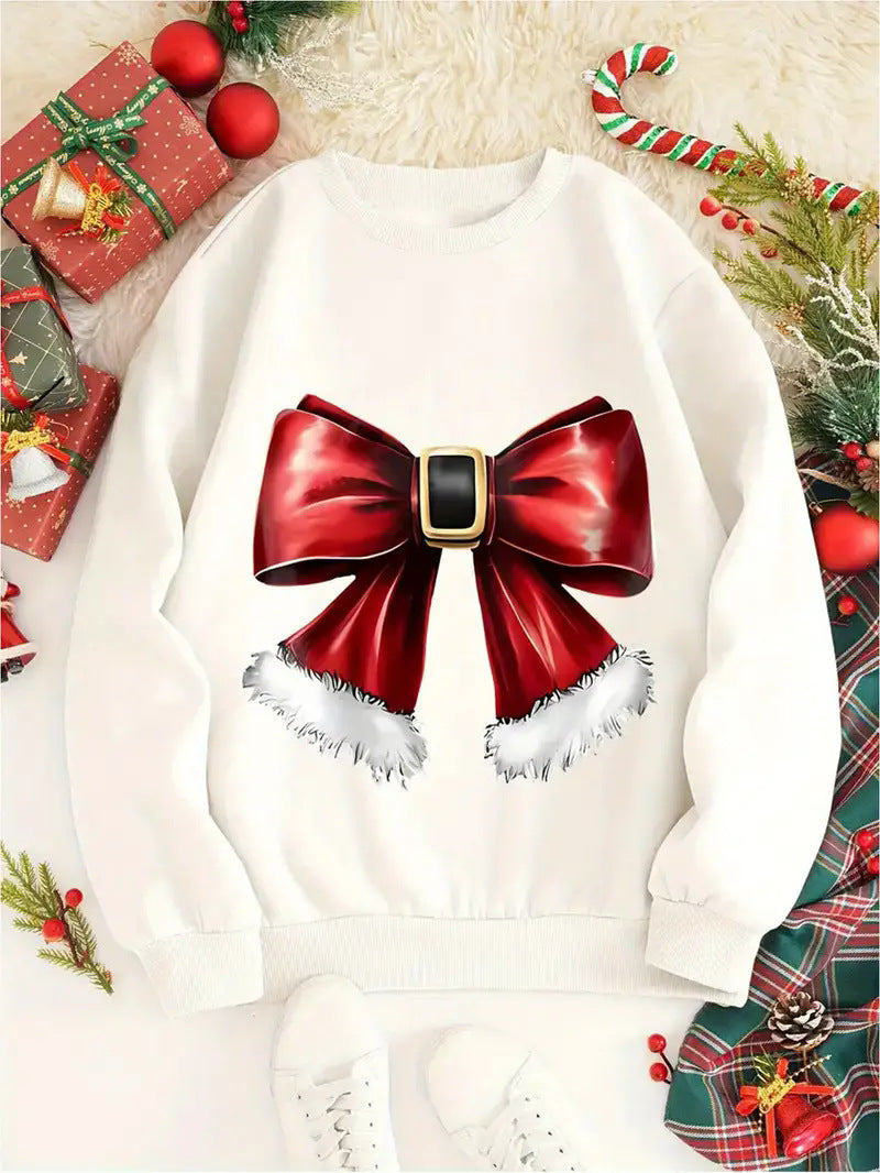 Buy yl4 Women&#39;s sweatshirt Christmas series print elegant round neck