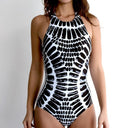 Women's swimsuit one-piece elegant backless printed high quality