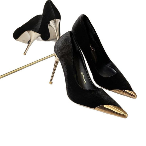 Women's Escarpins Stiletto Heels Elegant Pointed Metal