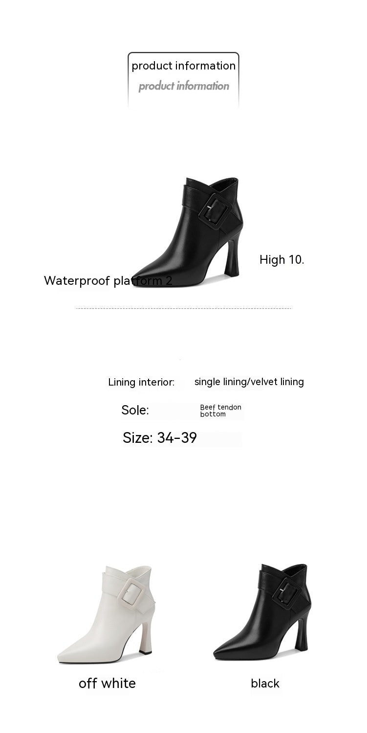 Women's ankle Boots skinny high heel elegant, waterproof belt buckle