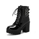 Women's Ankle Boots elegant British Style Chunky High Heel Round Toe-5