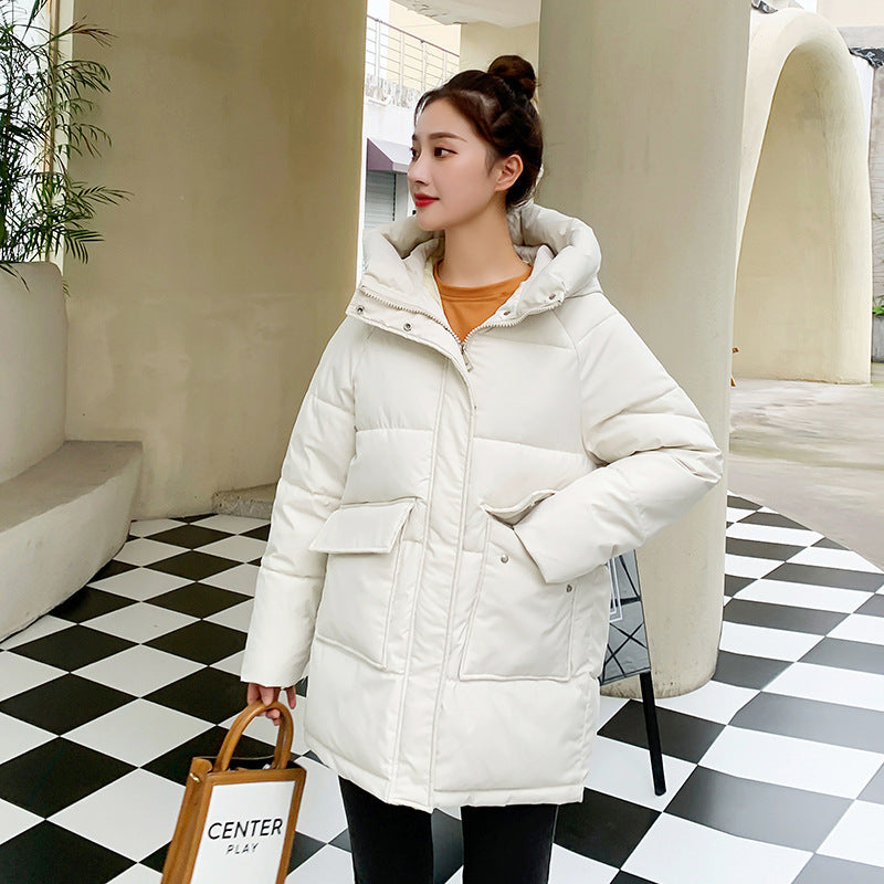 Women's coat hooded in cotton ample and warm loose