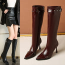 Women’s Boots Stiletto Stretch High Elegant Rivet Belt Buckle-5