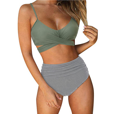 Women's swimwear Bikini sets 2 pieces elegant print push-up waist