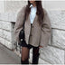 Women's coat short wool elegant long sleeve button V-neck