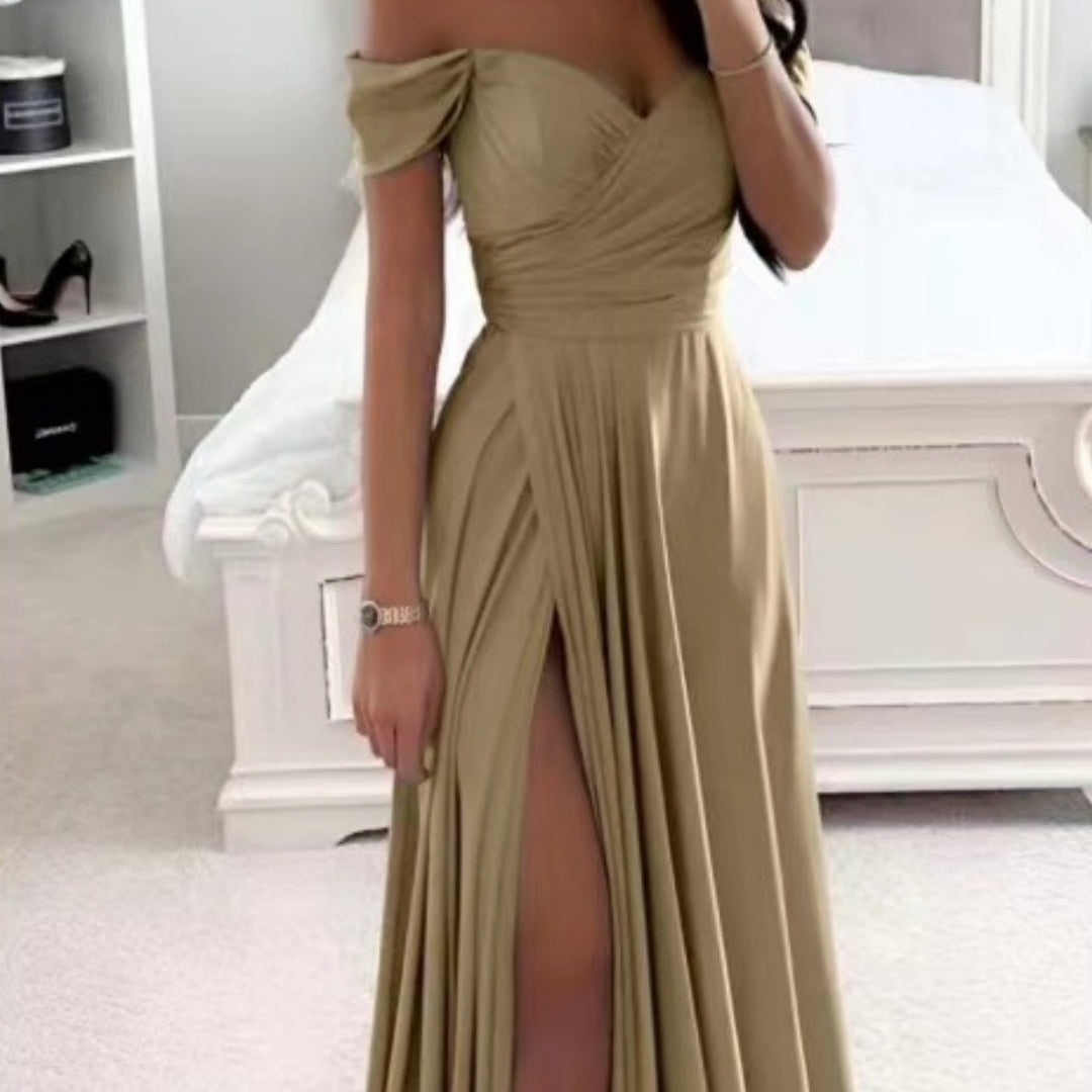 Women's dress evening Backless long slit on the side off shoulder elegant