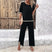 Women's Sets Elegant Striped Knitted Sexy top Straight Trousers