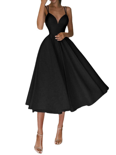 Elegant Sweetheart Neck Cocktail Dress Women Sexy Spaghetti Straps
