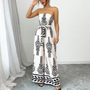 Women's Sexy Jumpsuit with Elegant Print Knot Wide Leg Slim Fit-3