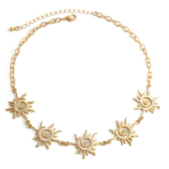 Women's Necklace single layer wire simple sun shaped