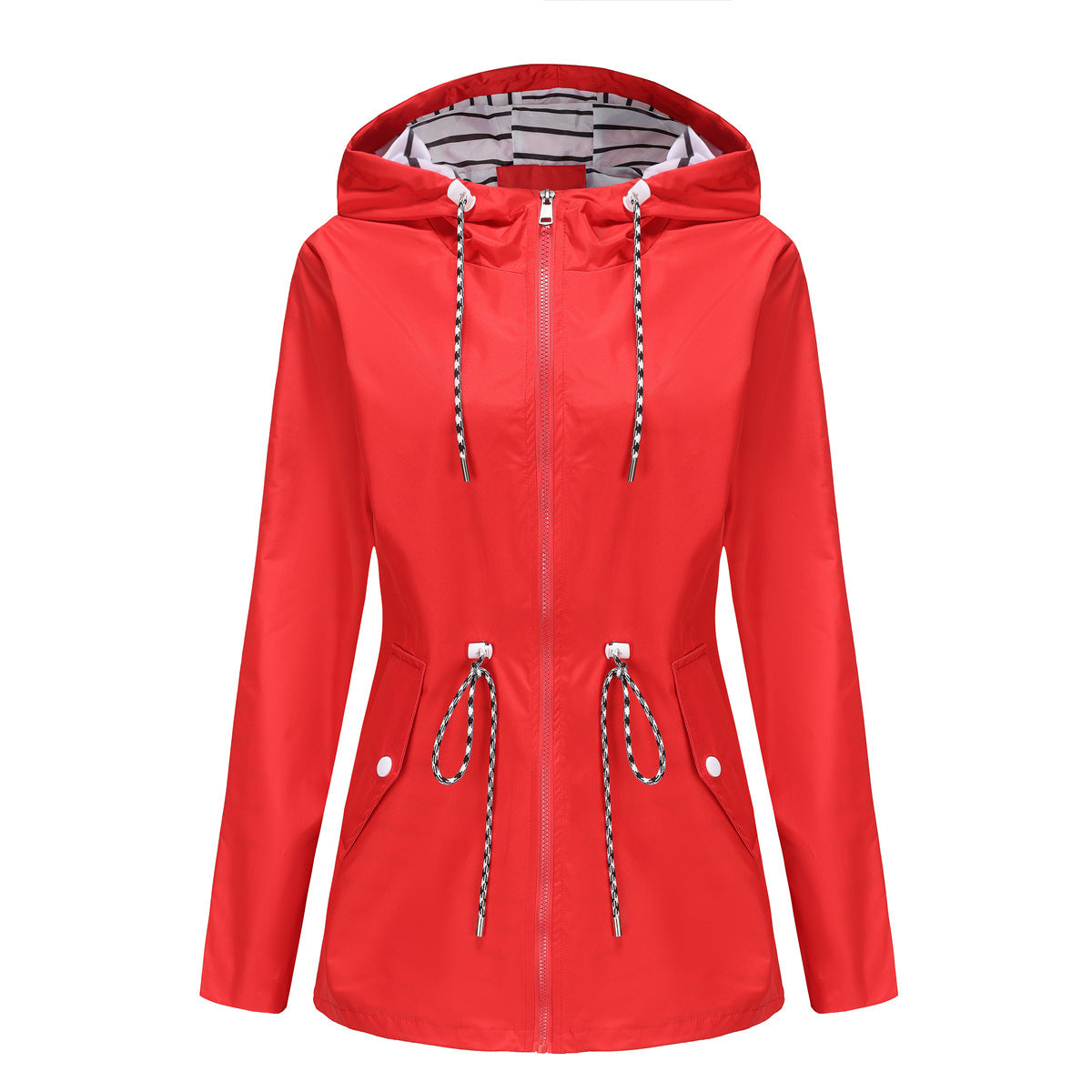 Women's jacket hooded waterproof elegant windbreaker zipper