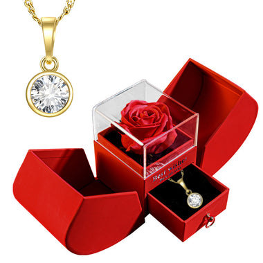To My Love Preserved Red Rose Necklace Gift Love You Gift Set
