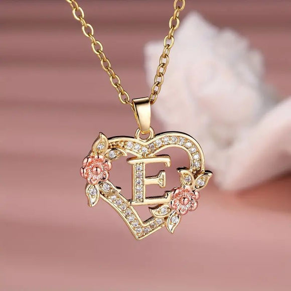 Women's necklace flower letters of love heart elegant fashionable