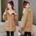 Women's jacket thick mid-length padded cotton hooded down jacket elegant