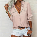 Elegant Blouse Spring Summer Casual Long Sleeve V Neck Loose Shirt Lady Tunics Tops