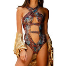 Women's swimwear one-piece elegant snake print