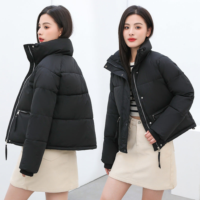 Women's short down jacket Puffer padded cotton thick stand-up collar