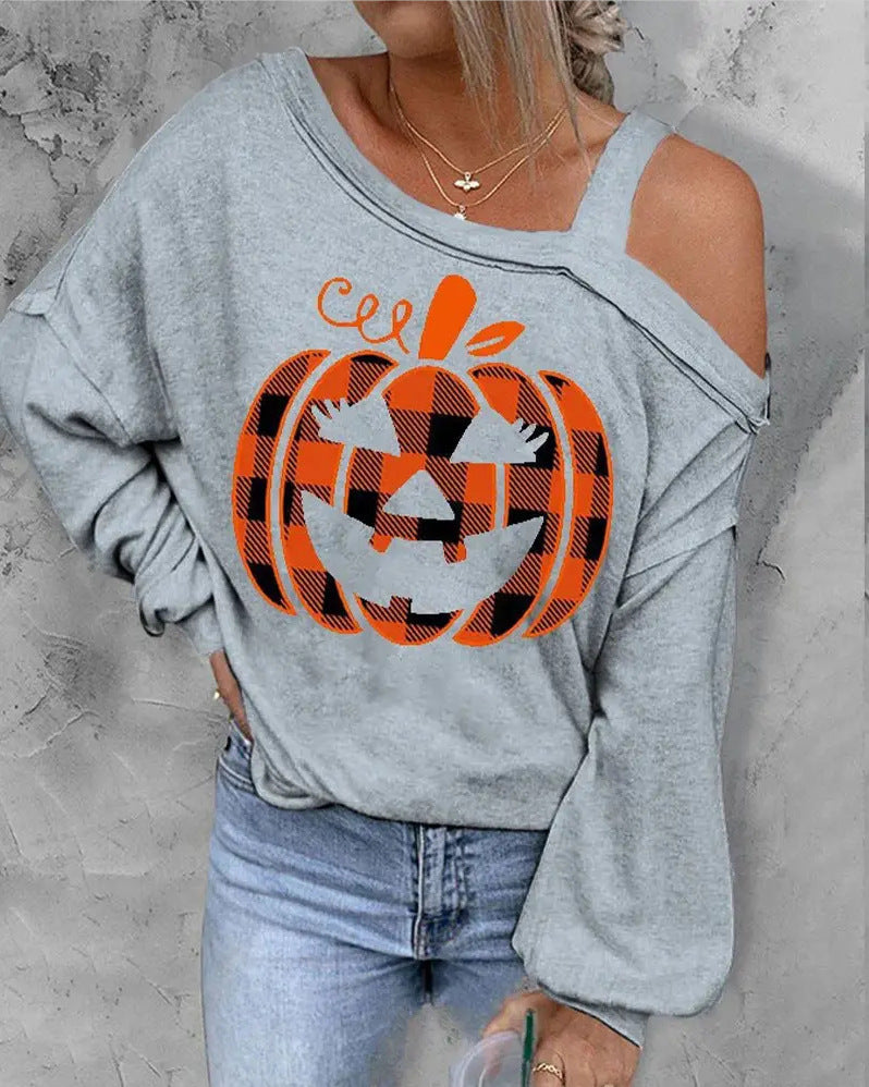 Women's sweater Christmas pumpkin print elegant